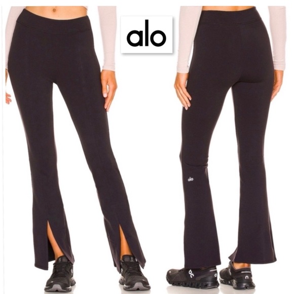 ALO Yoga Pants - ALO Yoga Midnight Black Split Flare Pants Size Medium 30” Inseam